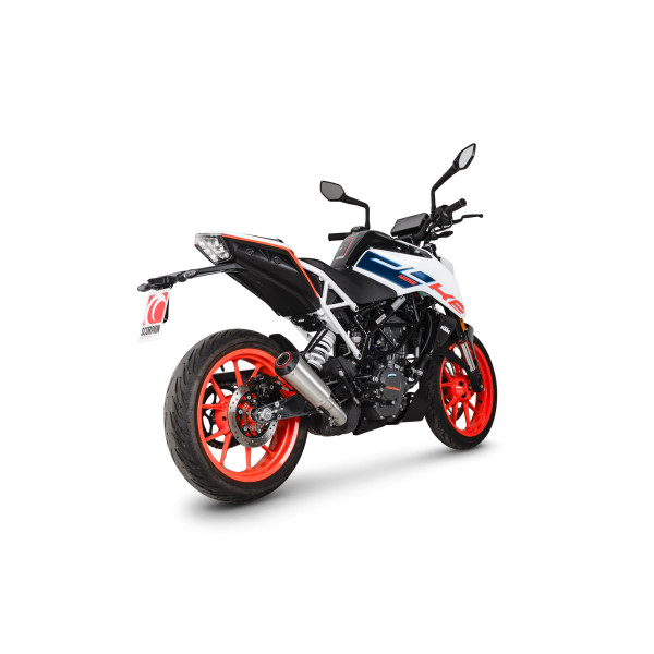 Scorpion Exhaust KTM 125 Duke, Euro 5 2021 - 2023 Red Power Slip-on Brushed Stainless Steel Sleeve